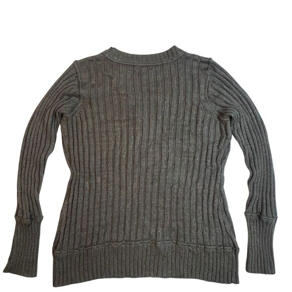 Maurice Sweater Womens 2X Gray Rainbow Rib Knit V Neck Preppy Academia Blouse - Picture 2 of 12